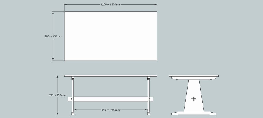 板足ダイニングテーブル　　Aライン