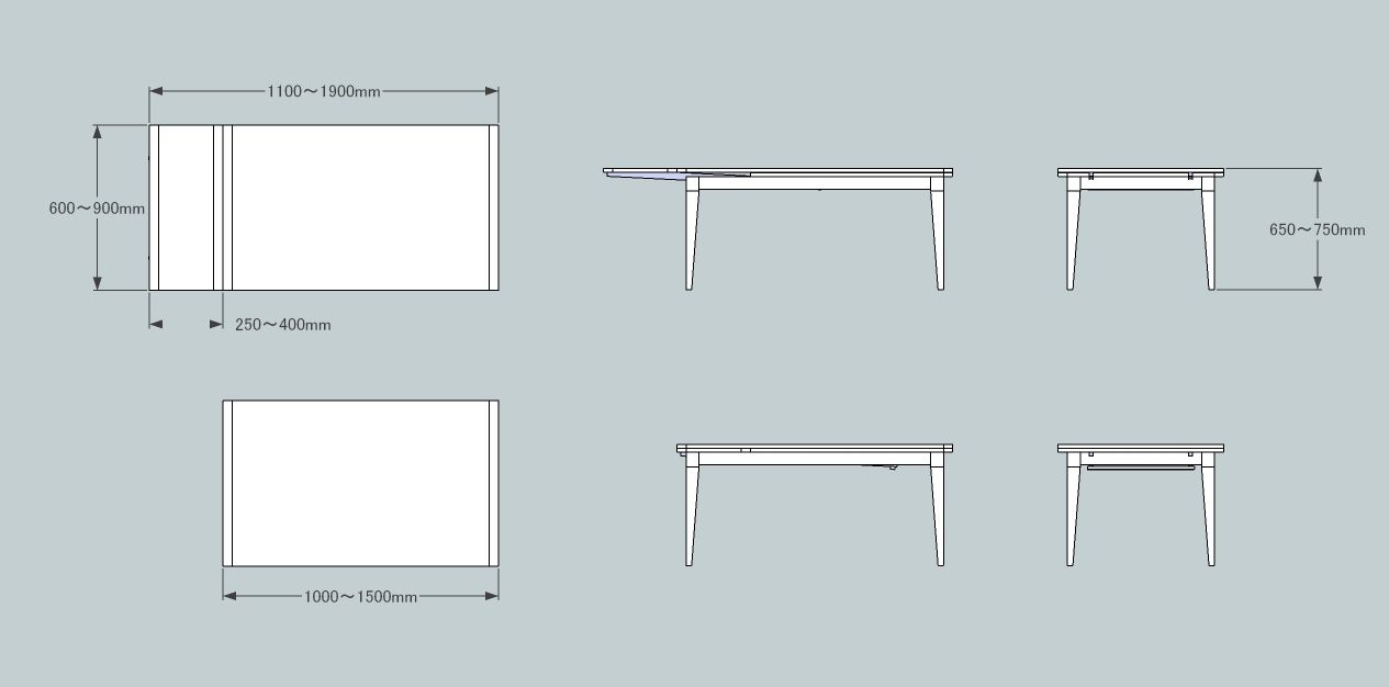 板足ダイニングテーブル　Xライン