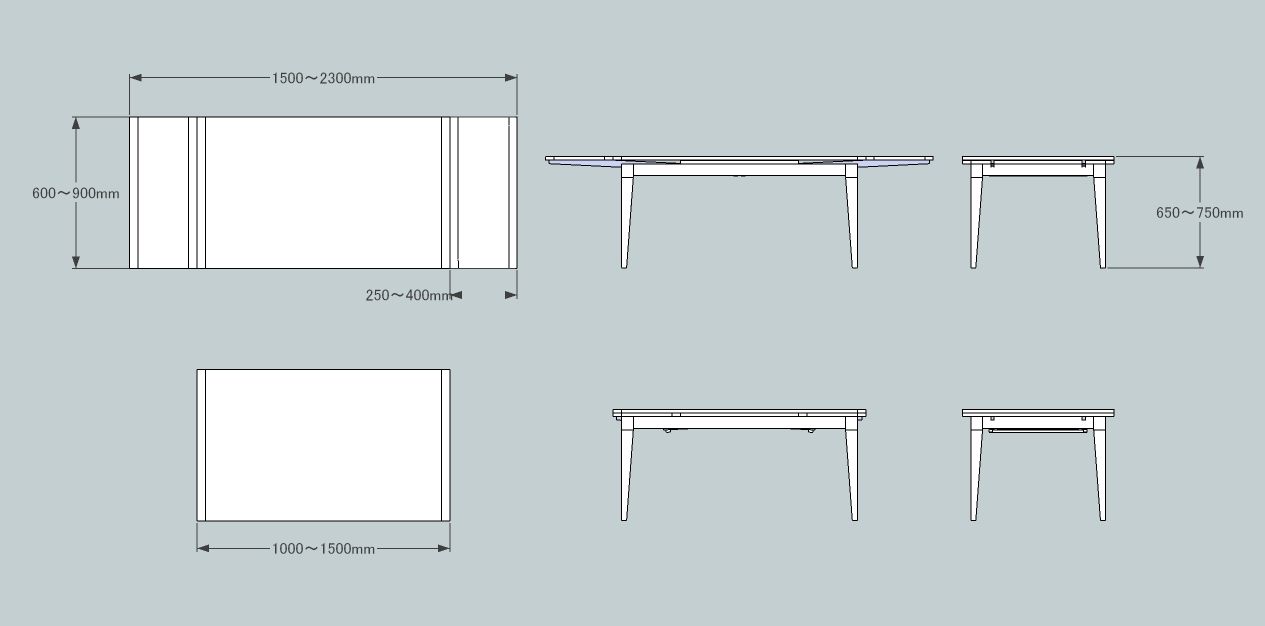 板足ダイニングテーブル　Xライン