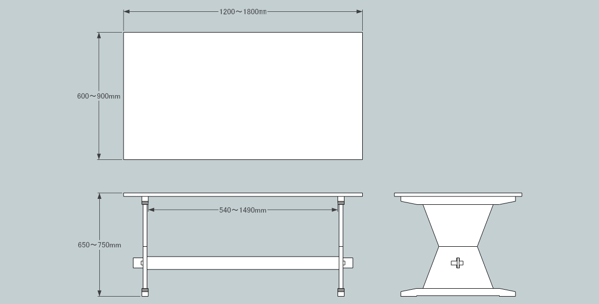 板足ダイニングテーブル　Xライン